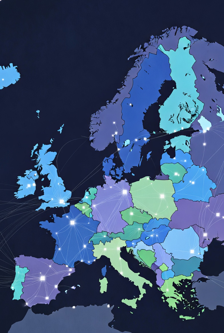 Map of Europe highlighting uneven digital freight adoption across countries